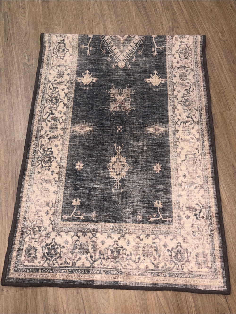 Ruggable 2.5 x 7 Vintage-Inspired Black and Cream Runner